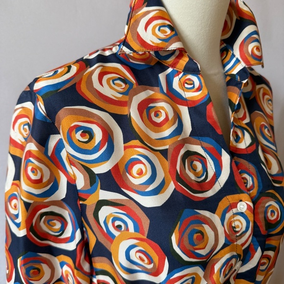 J MCLAUGHLIN NWT MOLLIE MOD ROSE MAXI DRESS SILK BLD RETRO Y2K MODERN POCKETS S - Picture 7 of 11